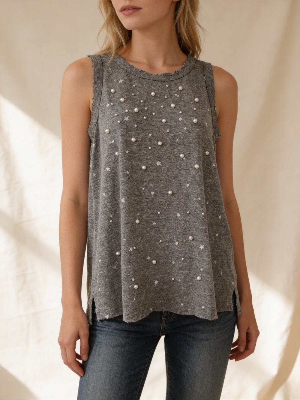 NWT Current/Elliott Pearl Star Muscle Tank Gray Size 0 (XS)